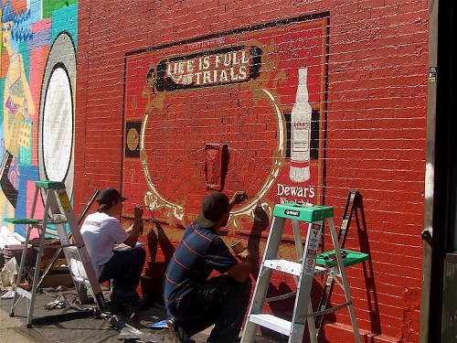 Colossal Media Painting a Brickad for Dewars in New York