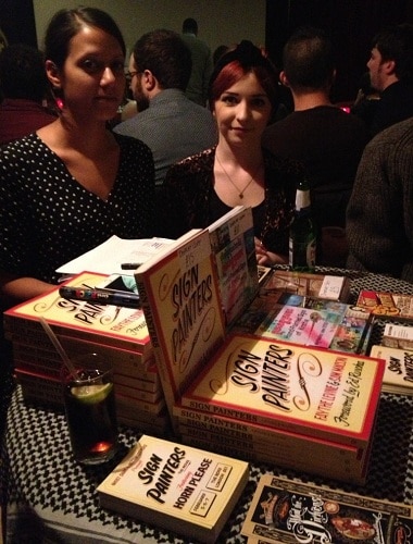 Nicola and Amber selling books and postcards in the interval