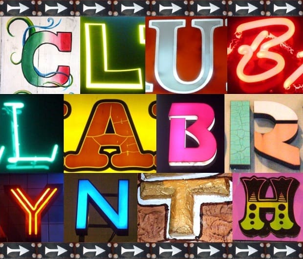 Different letters found in Dalston assembled to make the phrase 'Club Labrynth'