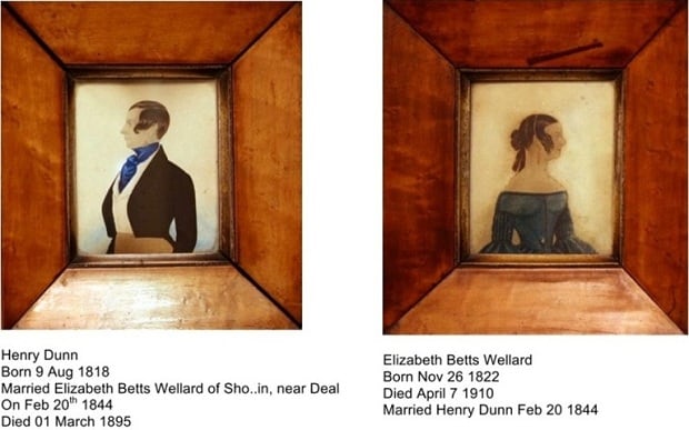 Framed portraits of Henry Dunn and Elizabeth Betts Wellard