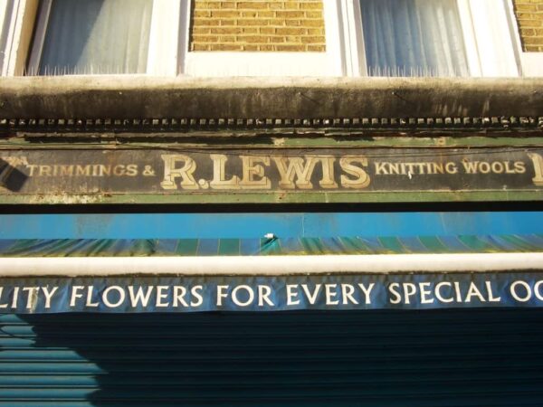 Painted shop fascia for R.Lewis