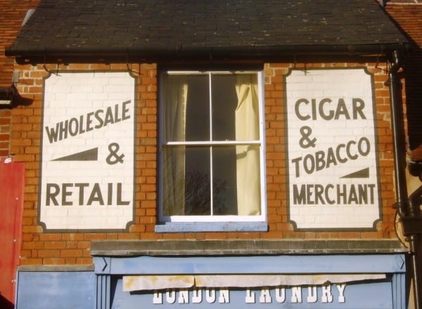 This pair are documented in the History of Advertising Trust archive. They appear to have been repainted relatively recently and have these unusual and distinctive wedge decorative elements that I've not seen elsewhere before.