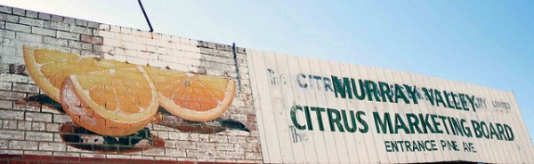 Painted sign for the Murray Valley Citrus Marketing Board