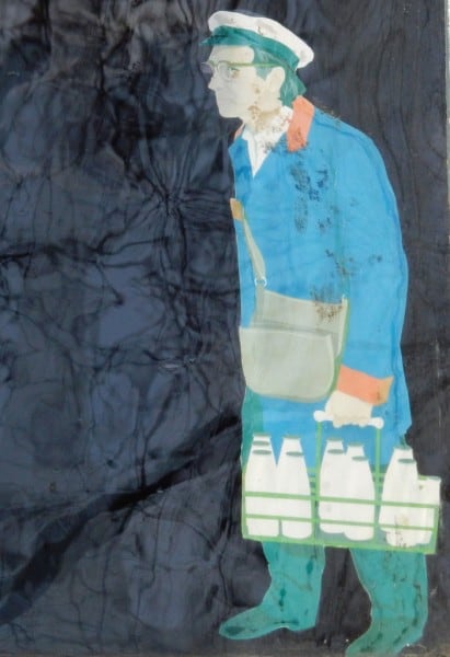 Painting of a Milkman in a window