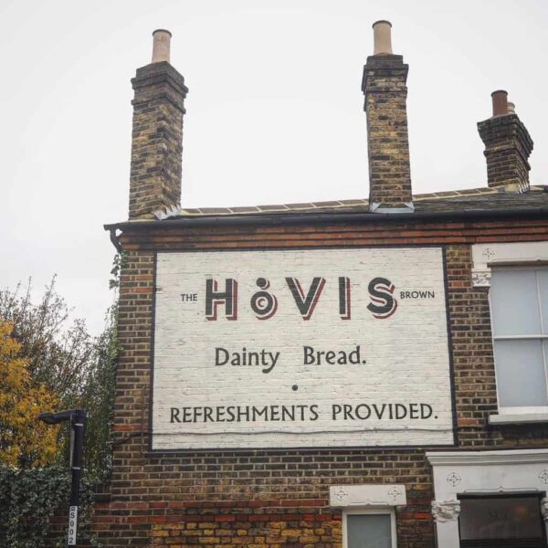 Painted wall sign advertising Hovis bread